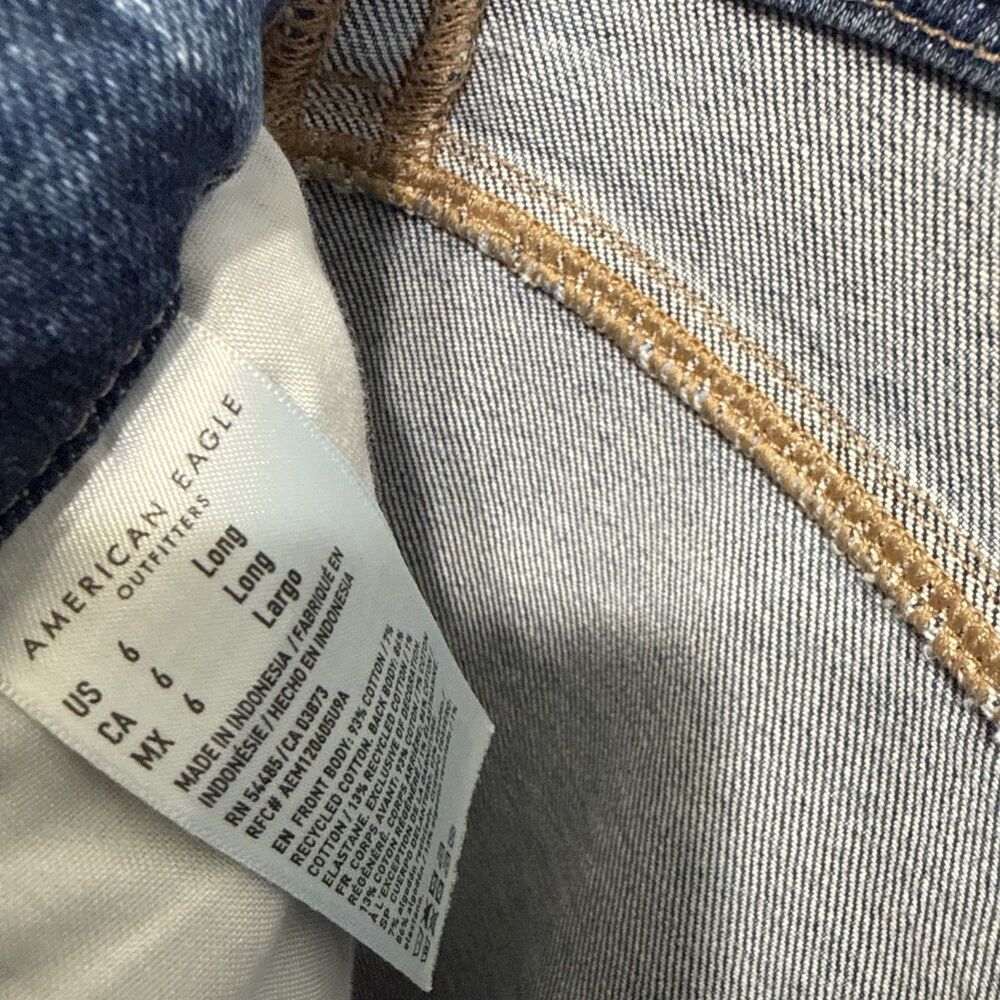 American Eagle Curvy Super High Rise Baggy Straight Jeans 6 Long Medium Wash - Picture 12 of 13